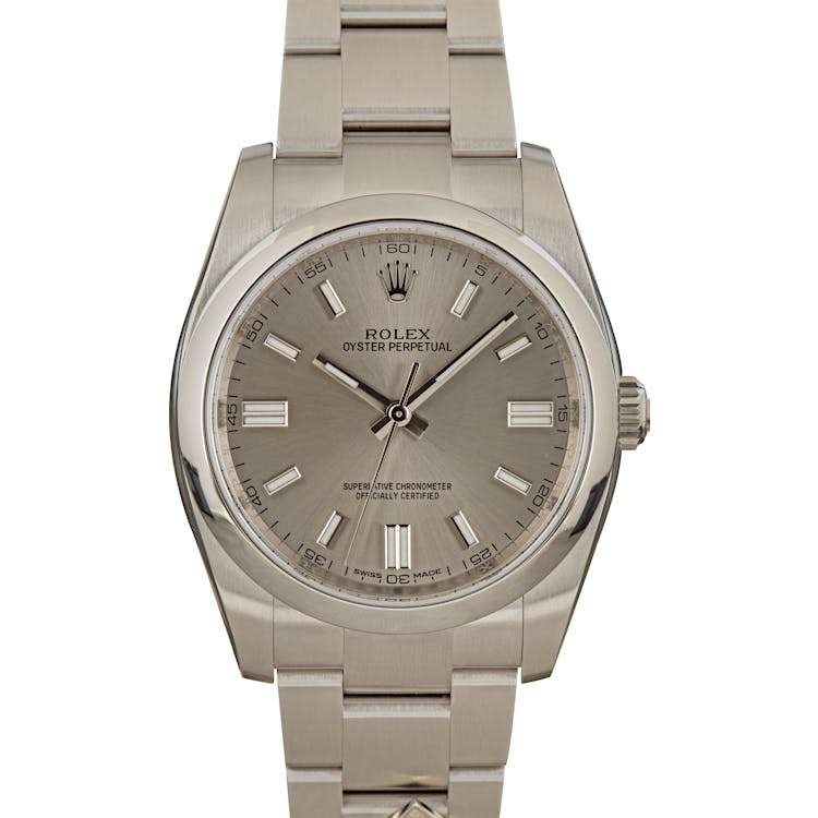 Unworn Rolex Oyster Perpetual 116000 Rhodium Dial