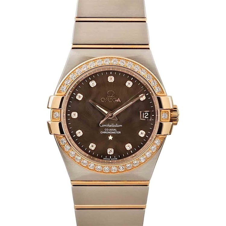 Omega Constellation Diamond Bezel & Brown Dial