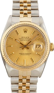 Rolex Datejust 36MM Steel & 18k Gold, Jubilee Band Champagne Dial, Automatic (1986)