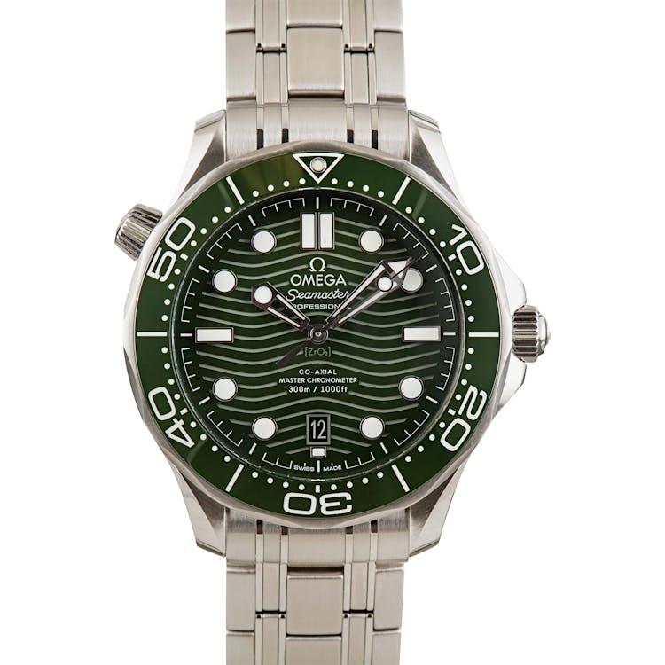 Omega Seamaster Stainless Steel Green Wave Dial