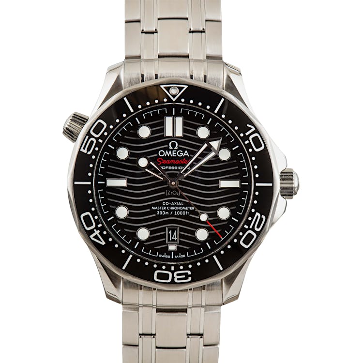 Omega Seamaster Stainless Steel Black Wave Dial