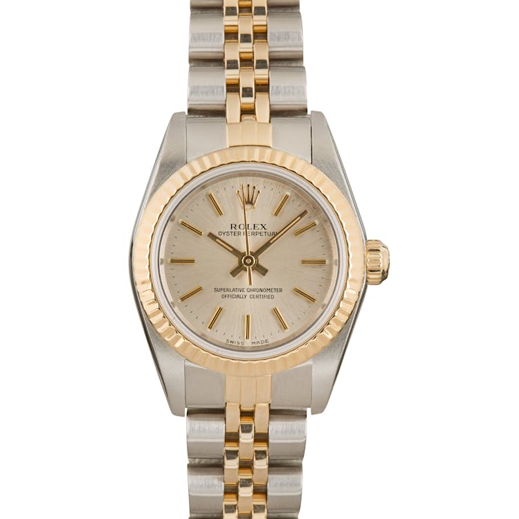 Used Ladies Rolex Oyster Perpetual 76193 Silver Dial