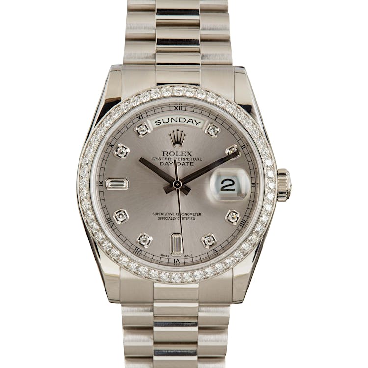 Rolex Platinum President 118346 Diamond Dial & Bezel