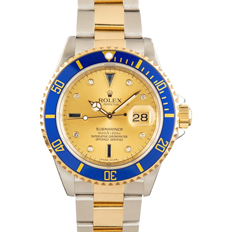 Rolex Submariner 16613 Champagne Serti Dial