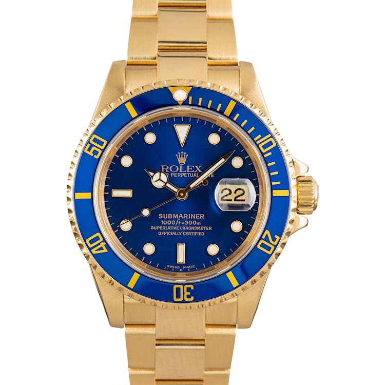 Used Rolex Submariner 16618 Yellow Gold