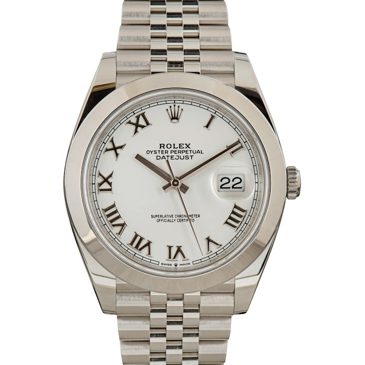 Mens Rolex Datejust 41 Ref 126300 White Dial